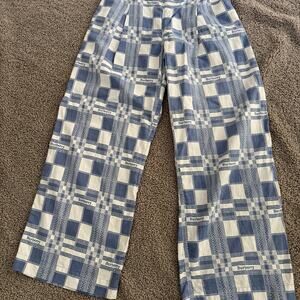 Burberry Girl's Maya Windowpane EKD Wide-Leg Pants - Size 14